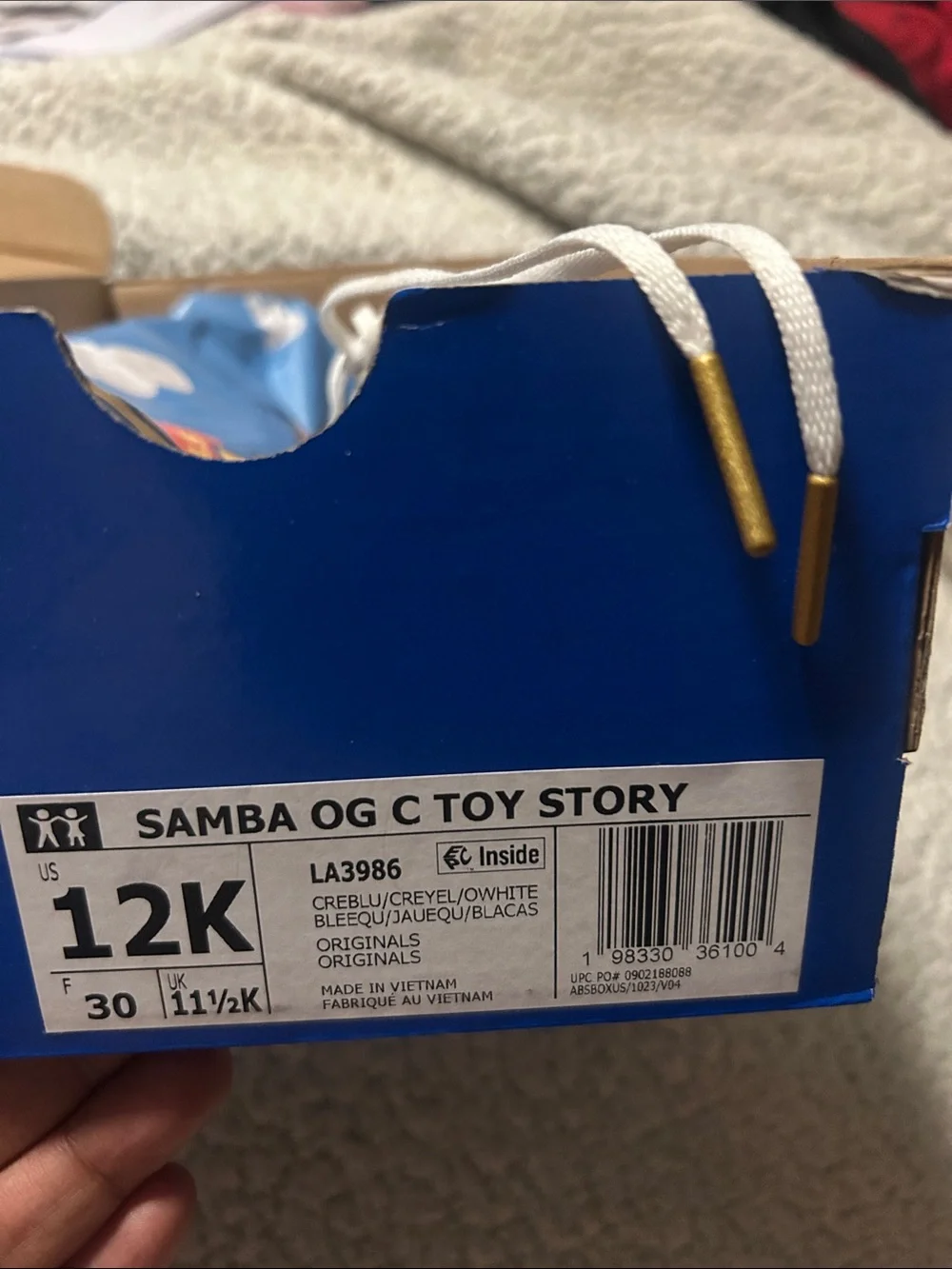Kids Brown and Blue Toy Story 5 Adidas Sneakers with Yellow Accents
